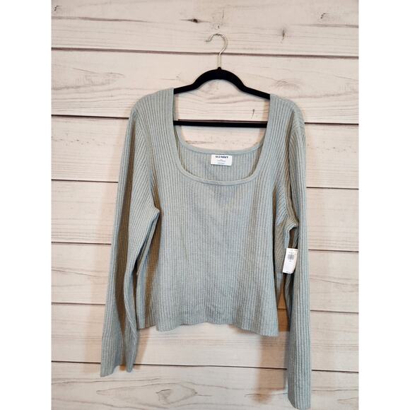 Old Navy Women's Gray Square Neck Long Sleeve Cropped Pullover Sweater‎ XXL NWT - Picture 1 of 7